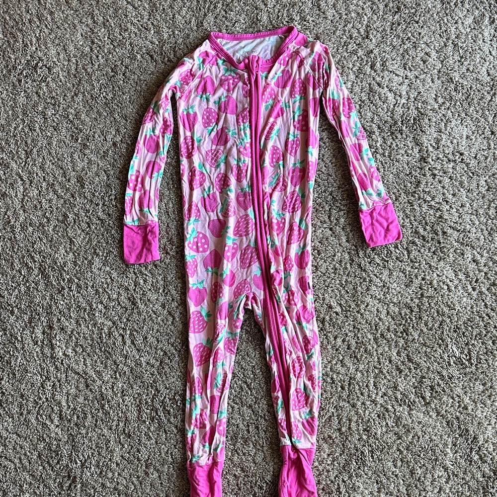 Little Sleepies Pink Strawberry Kids One Piece
